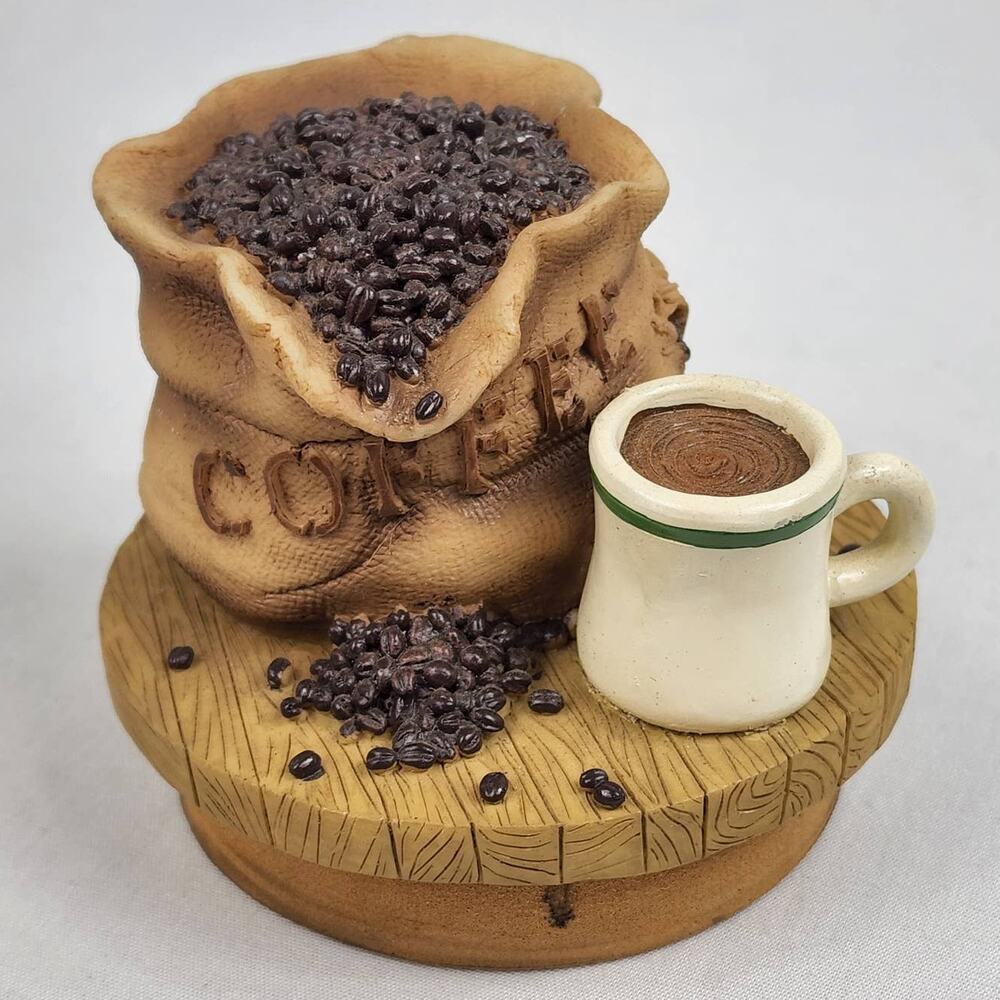Our America 'Mug Of Coffee And Bag Of Coffee Beans' Candle Jar Topper Vintage